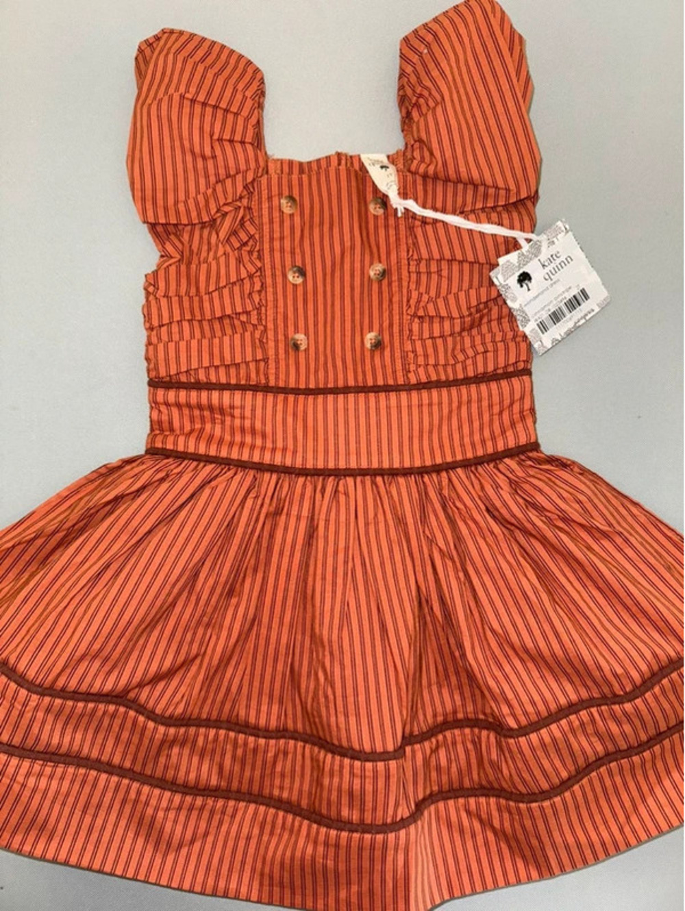Kate Quinn Wonderland Dress in Cinnamon Pinstripe 2T NWT